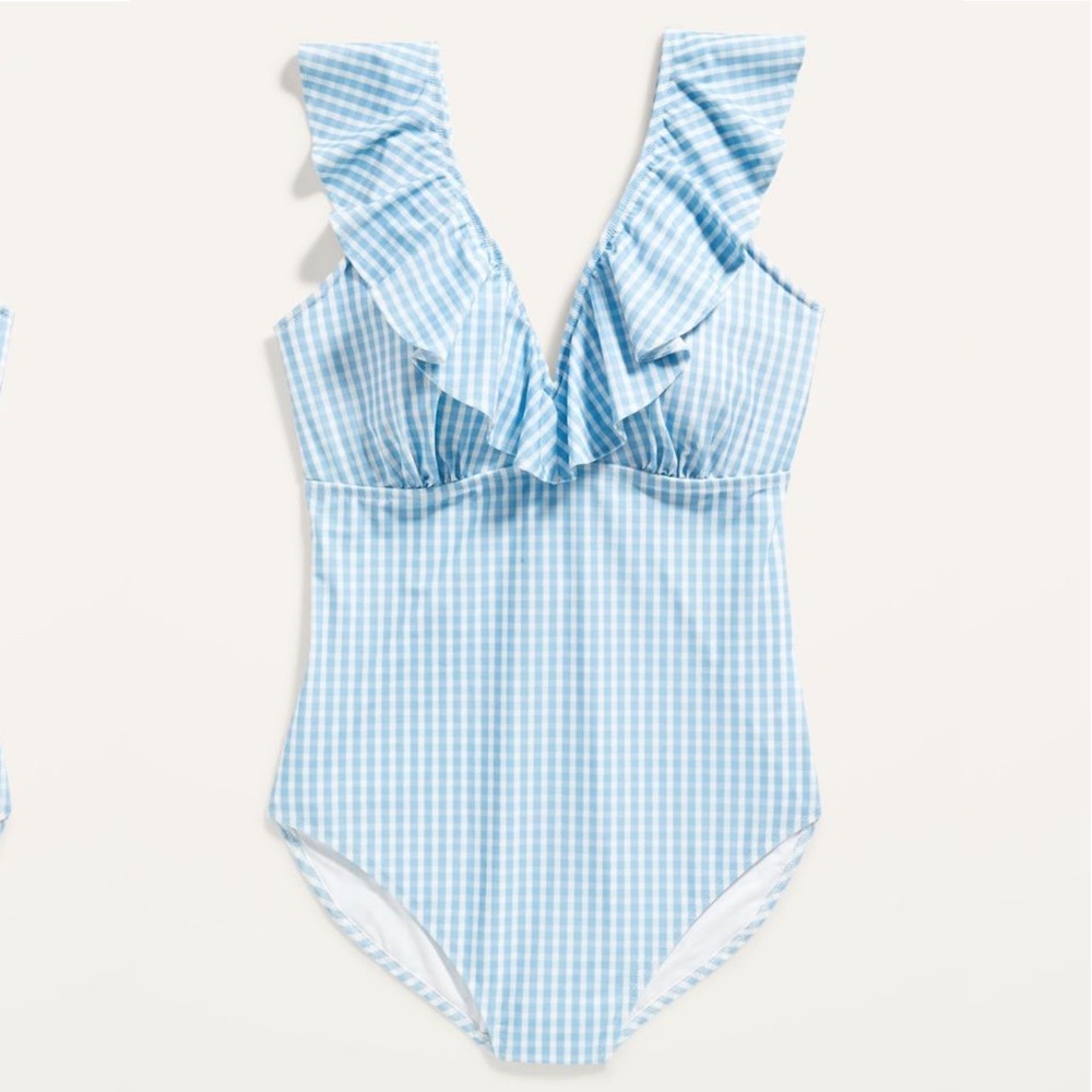 Old Navy 2x Blue Gingham Swimsuit
